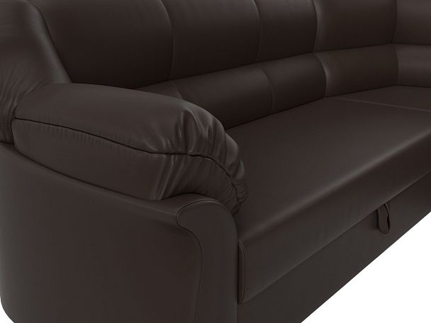 Диван угловой Карнелла правый (полностью экокожа коричневая) - Вид 4
