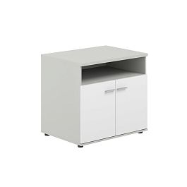 Тумба сервисная 802х600х750 с нишей, 2 фасадами / корпус: серый бархат; фасады: белый Сигма / Sigma - Фото предпросмотра
