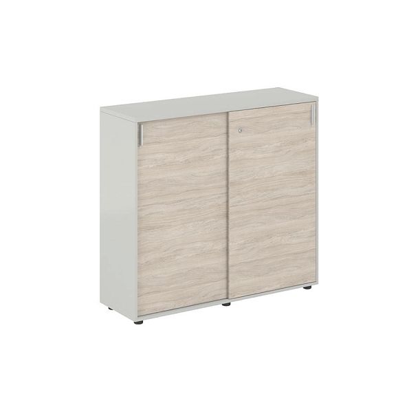 Шкаф купе 1238х400х1125 средний, с замком / корпус цвет: серый бархат, фасады: дуб светлый Сигма / Sigma - Вид 1