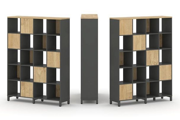 Style Project Набор стеллажа 2-х сторон., 5 яр. SN.NSD-541 Антрацит/Тиквуд Светлый/Металл Антрацит 1 - Вид 1