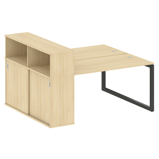 Metal System Quattro Р. ст. с шкафом-купе на О-образном м/к 50БО.РС-СШК-2.3 Т Акация/Антрацит металл 1810*1475*1098 - Вид 1