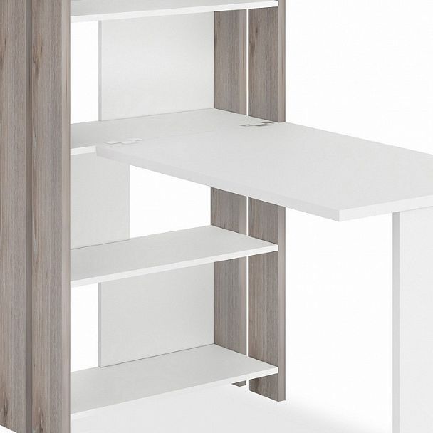 Стол компьютерный Домино Лайт СТЛ-ОВ+С100Прям без тумбы Белый/Нельсон - Вид 3