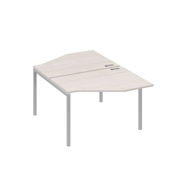 Рабочая станция каркас DUE (2х120) с эргономичными столами Техно A4 А4 Б2 186 БП дуб / металлокаркас серый - Вид 1