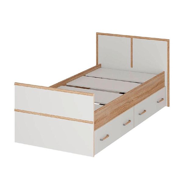 "Сакура" кровать 0,9м LIGHT (1050х860х2034) дуб сонома/белый - Вид 2