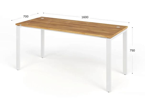 TANDEM RTD067-MK-160-ME Стол прямой на металлокаркасе ун-й 1600х700х750 Таксония медовая/Белый - Вид 2