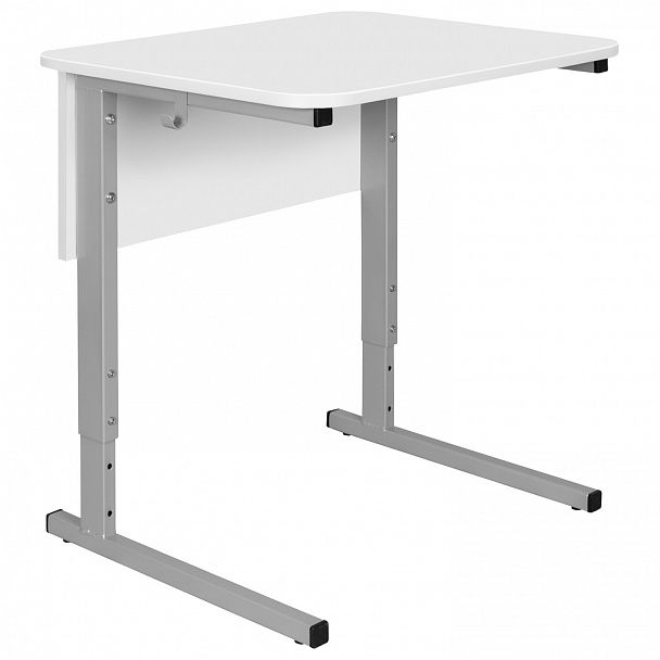 Парта СУТ.54, одноместная, регулируемая, серый каркас, ЛДСП белая, гр.4-6 - Вид 5