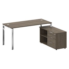 Metal System Direct Стол руковододителя с тумбой правый БГ.СРТ-4.7 (R) Вяз/Нерж. сталь 1700*1520*750 - Фото предпросмотра