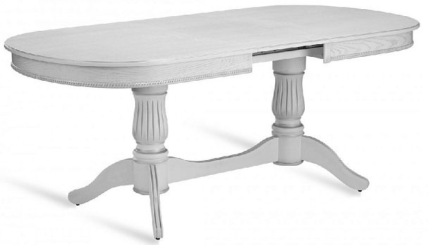 Стол деревянный раздвижной Кайнс 160(200,240)х100х76 Белый с серебряной патиной - Вид 4