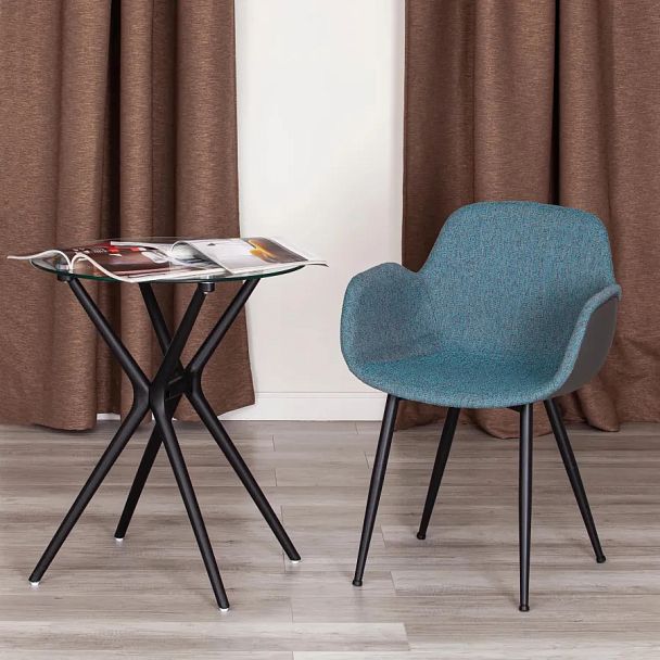 Кресло Валентино/Valentino (мод.PC45-2), металл/экокожа/ткань, Turquoise (бирюзовый)/Grey (серый)/чёрный - Вид 10