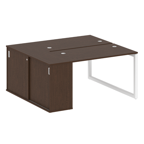 Metal System Quattro Р. ст. с шкафом-купе на О-образном м/к 50БО.РС-СШК-1.2 Т Венге/Белый металл 1610*1475*750 - Вид 1
