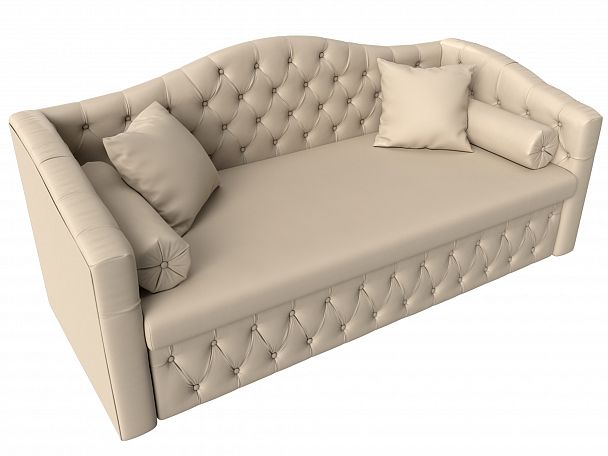 Прямой диван Мечта (полностью экокожа бежевая) - Вид 5