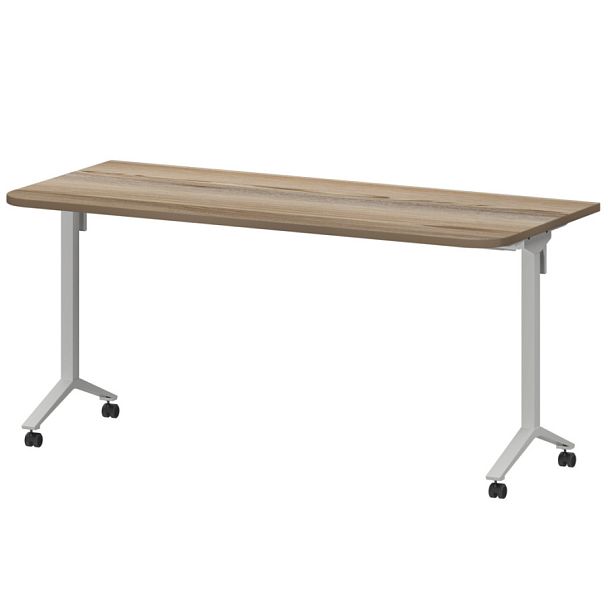 Стол мобильный складной радиусный МБ25-160.70Р Дуб сафари/Белый 1600x700x750 Моби - Вид 1