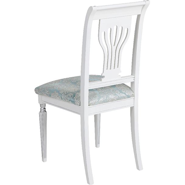 Комплект деревянных стульев с мягким сиденьем Мендельс Белая эмаль серебрянная патина/Бирюзовый жаккард, 3 шт. - Вид 5