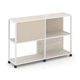 Shelf Mobile Стеллаж 3 уровня 2 секции VR.LT-STK-313.10 Денвер Светлый/Металл Белый/W-04 1970*400*1046 - Фото предпросмотра