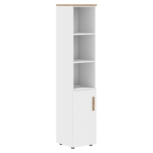 Шкаф колонка с малой дверью (L) и топом FHC 40.5(L) Белый премиум/Дуб Гамильтон 404х429х1983 FORTA - Вид 1