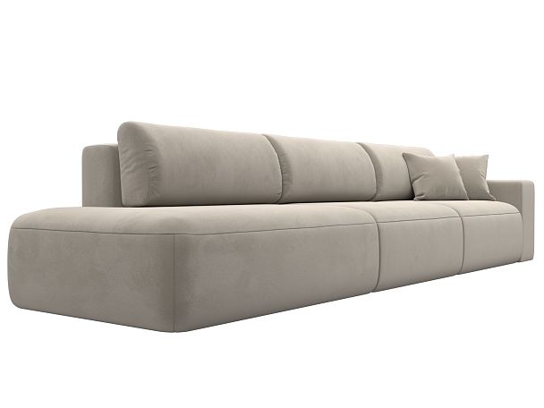 Диван прямой Лига-036 Модерн Лонг подлокотник справа Микровельвет бежевый - Вид 4