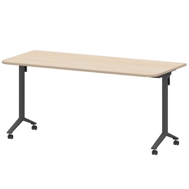 Стол мобильный складной радиусный МБ22-160.70Р Бук/Антрацит 1600x700x750 Моби - Вид 1