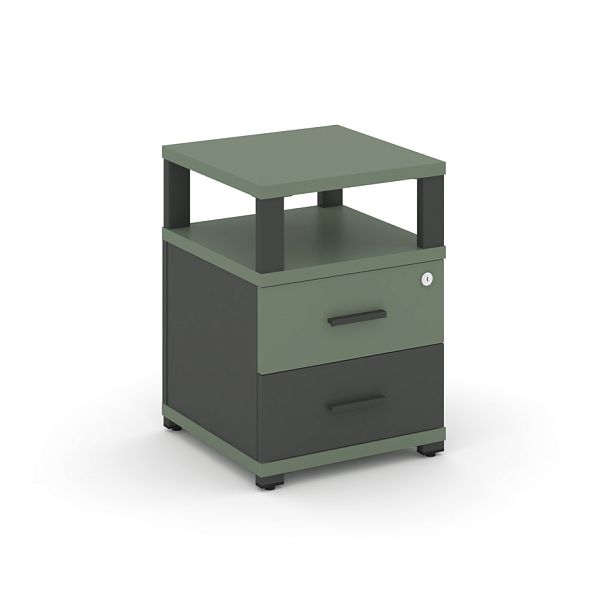 Concept Тумба приставная 2 ящ. с надставкой CN.TUP-002 W Кобо/Антрацит/Металл Антрацит 420*420*583 - Вид 1