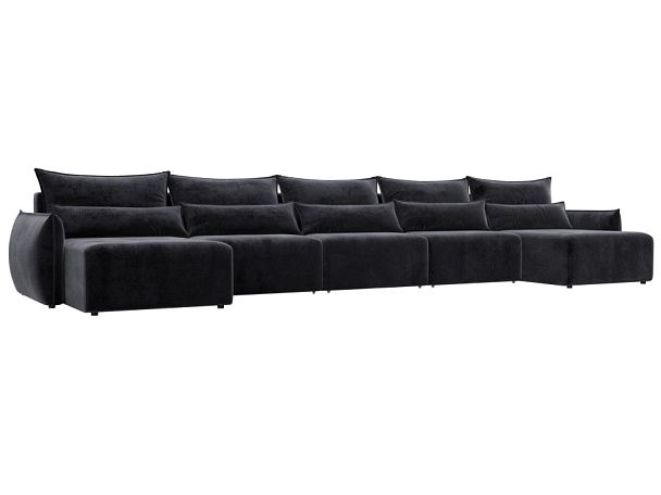 Диван п-образный Лига-051 НПБ МегаЛонг Велюр серый - Вид 1