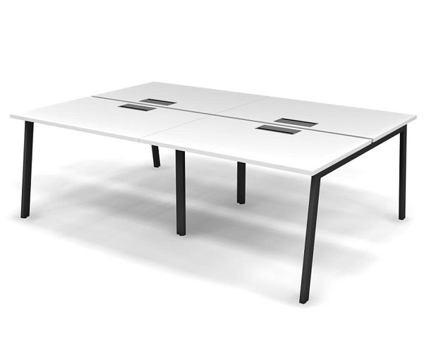 MATRIX 121S402-A Стол прямой двойной бенч, пров-ик Merida (А-опоры) 2360х1590х775 Белый/Темно-серый - Вид 1