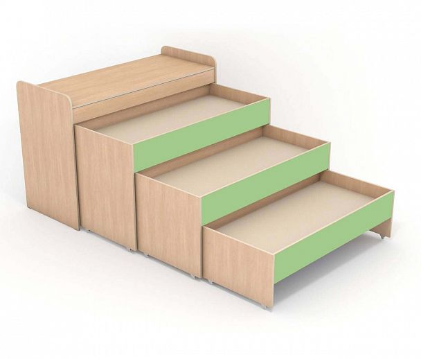 Кровать 3-х ярусная выдвижная с тумбой "715.1" - Вид 3