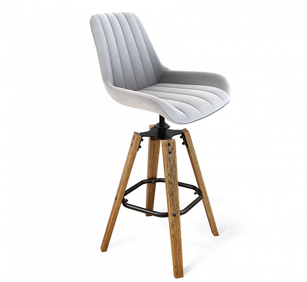 Стул барный Sheffilton SHT-ST37/S93 серое облако/корич.брашир./черный муар - Вид 1