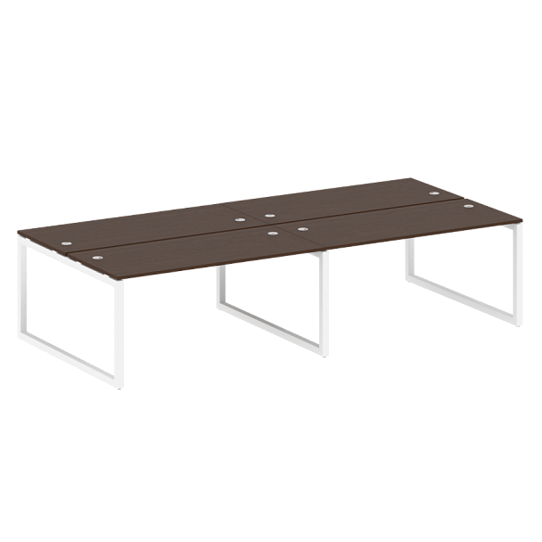 Metal System Quattro Р. ст. на 4 раб. места на О-образном м/к 50БО.СМ-4.4 Венге/Белый металл 3200*1475*750 - Вид 1