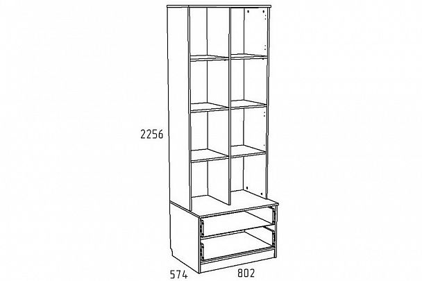 Шкаф комбинированный Акварель НМ 013.10 М - Вид 3