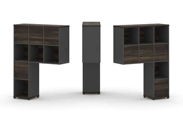 Concept Надставка высокая CN.DNV-005 Дуб Мали/Антрацит/Металл Антрацит 1099*350*1486 - Вид 1