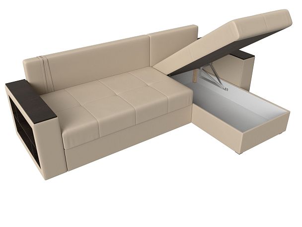 Диван угловой Дубай Лайт угол правый (полностью экокожа бежевая) - Вид 7
