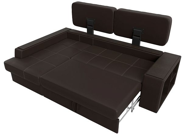 Угловой диван Брюссель левый (полностью экокожа коричневая) - Вид 8
