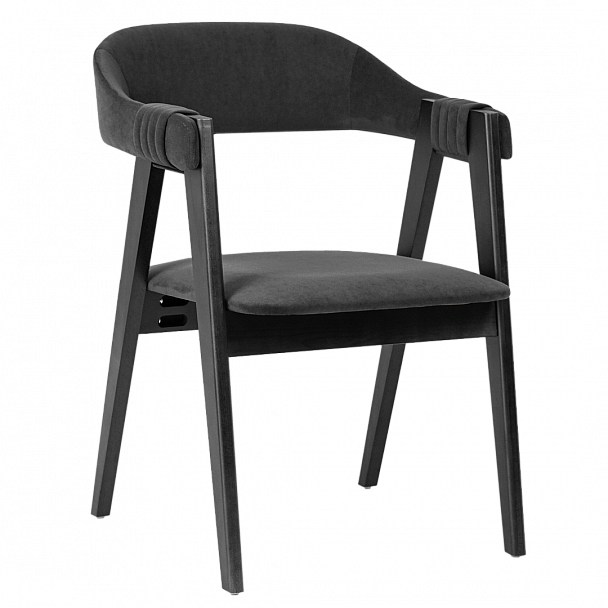 Полукресло Dolche, велюр чёрный Teddy 020, морилка черная - Вид 2