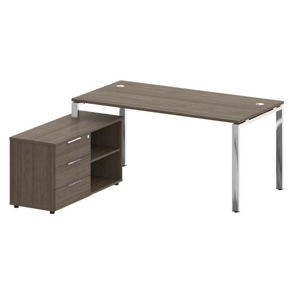 Metal System Direct Стол руковододителя с тумбой левый БГ.СРТ-4.8 (L) Вяз/Нерж. сталь 1700*1620*750 - Вид 1