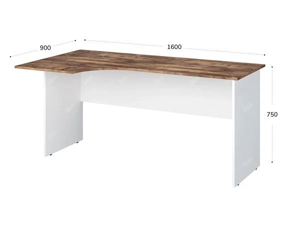TANDEM RTD014-160L-SH Стол эргономичный левый 1600х900х750 Таксония шоколадная/Белый - Вид 2