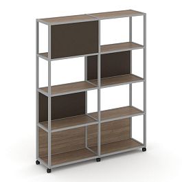 Shelf Mobile Стеллаж 5 уровней 2 секции VR.LT-STK-514.08 Дуб Аризона/Металл Серый/W-25 1570*400*2000 - Фото предпросмотра