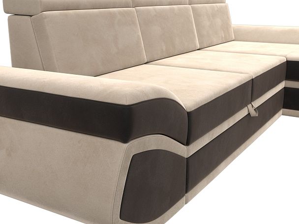 Диван угловой Лига-032 правый угол Велюр бежевый - Вид 4