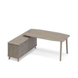 Стол руководителя левый (тип 2) WOOD на опорной тумбе Time wood ТМ В2 109 ВЛ ВЛ ВЛ вяз либерти (корпус, столешница, топ) / мокко премиум (фасад) - Фото предпросмотра