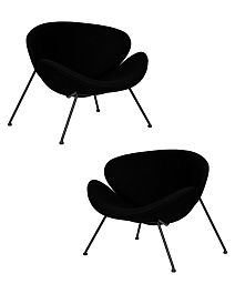 Набор 2 шт Кресло дизайнерское DOBRIN EMILY (черный ткань AF9, черное основание) - Фото предпросмотра