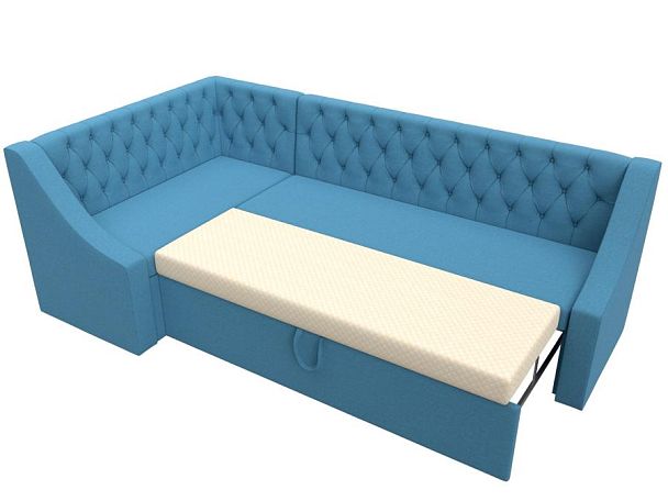 Диван кухонный угловой Мерлин левый угол Рогожка голубой - Вид 6