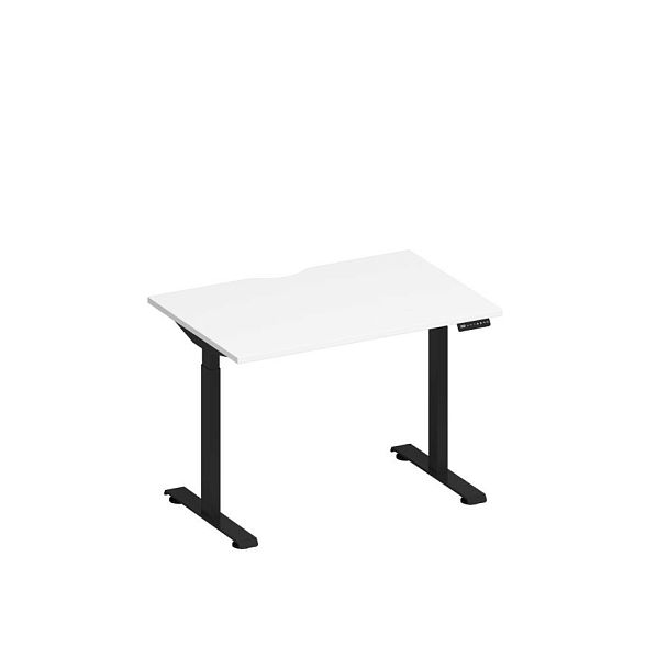 Стол письменный на электроприводе с вырезом Elevo А2 ЧР 001.2 БП белый премиум / черный гладкий - Вид 1
