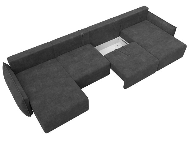 Диван П-образный Лига-051 НПБ Лонг Велюр серый - Вид 7