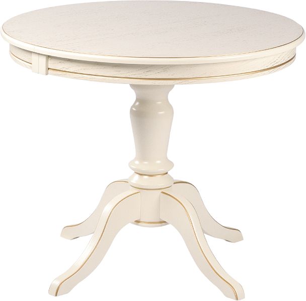 Стол деревянный раздвижной Элат D90(130)х90х76 Слоновая кость с золотой патиной - Вид 2