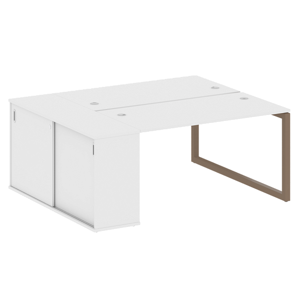 Metal System Quattro Р. ст. с шкафом-купе на О-образном м/к 50БО.РС-СШК-1.3 Т Белый/Мокко металл 1810*1475*750 - Вид 1