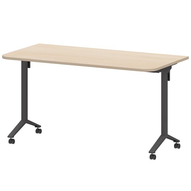 Стол мобильный складной радиусный МБ22-140.70Р Бук/Антрацит 1400x700x750 Моби - Вид 1