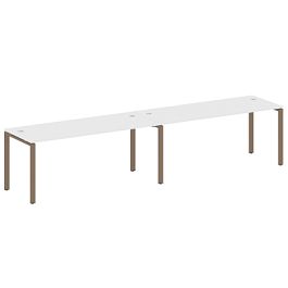 Metal System Р. ст. на 2 раб. места на П-образном м/к БП.СМ-2.5 Белый/Мокко металл 3600*720*750 - Фото предпросмотра
