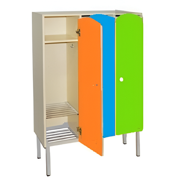 Шкаф детский 3-х секционный на металлокаркасе с полкой решеткой ШМ-003 - Вид 1