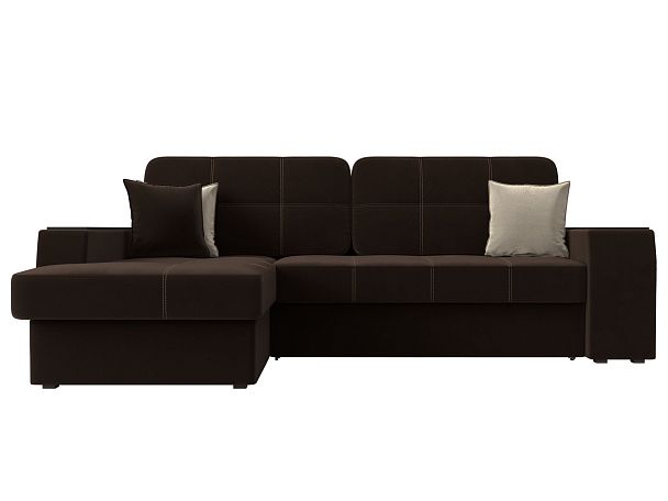Угловой диван Брюссель левый (полностью микровельвет коричневый) - Вид 2