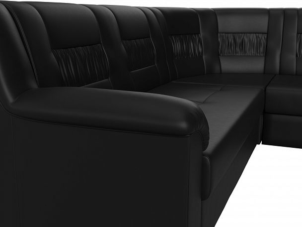 Угловой диван Карелия правый (полностью экокожа черная) - Вид 4