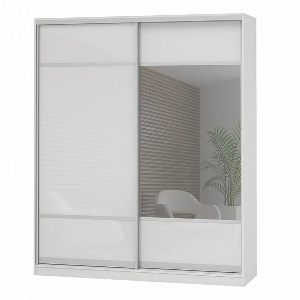 Шкаф Дерби 1965 ДСП-ЗР "Шкафы-купе" ПК-ДЕБ-Ш215Х197ДСЗ/1-В1-1085 белый;белый гладкий - Вид 1