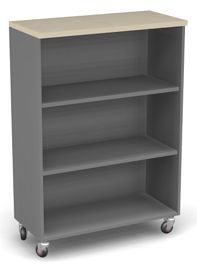 Стеллаж широкий открытый на колесах Берлин Береза Майнау/Серый ШО3-90 - Фото предпросмотра